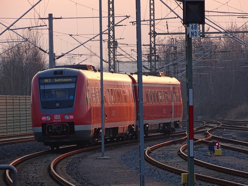 railway station  train  abendstimmung