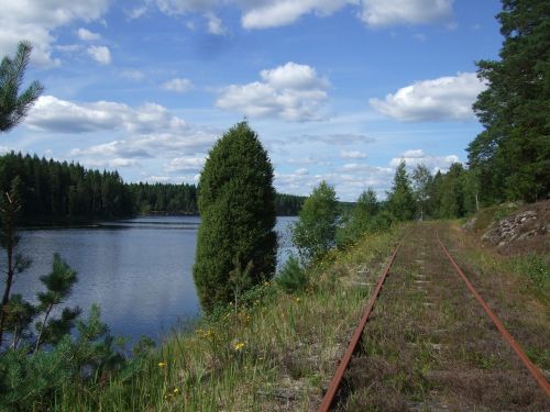 railway tracks railway lake