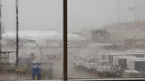 rain airport storm