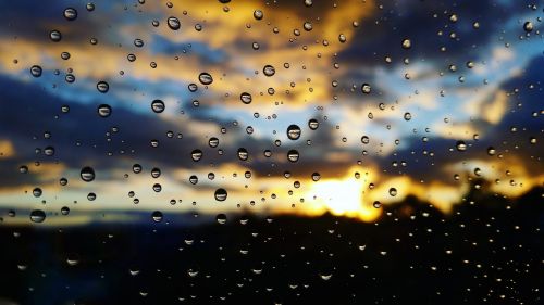 rain autumn sunset