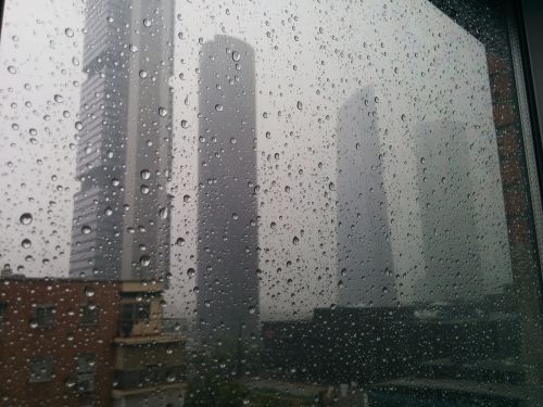 rain drops city