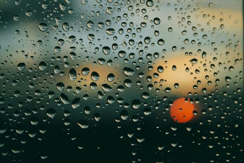 rain  window  sunset