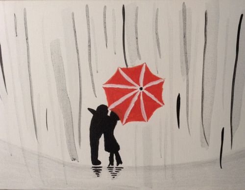 rain umbrella couple