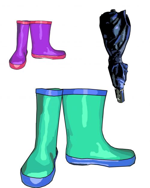 Rain Boots &amp; Umbrella Clip Art