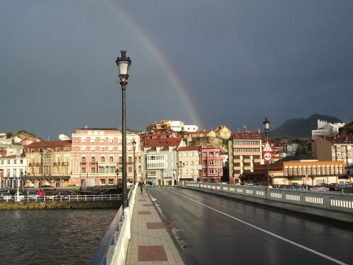 rainbow street lamp sky