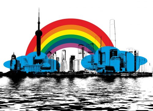 rainbow skyline city