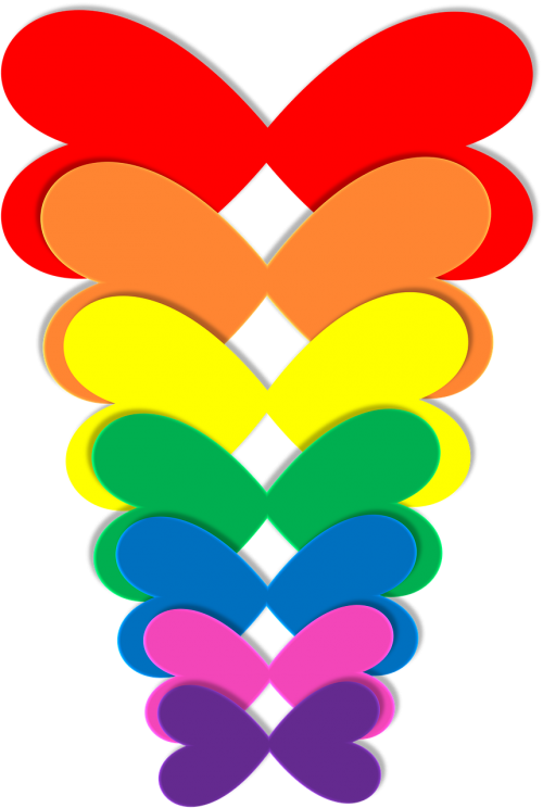 rainbow hearts butterflies