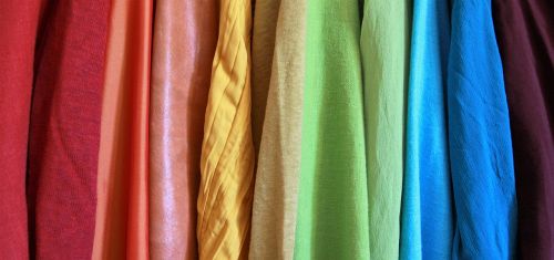 rainbow different fabrics colourful