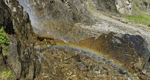 rainbow mountains waterfall