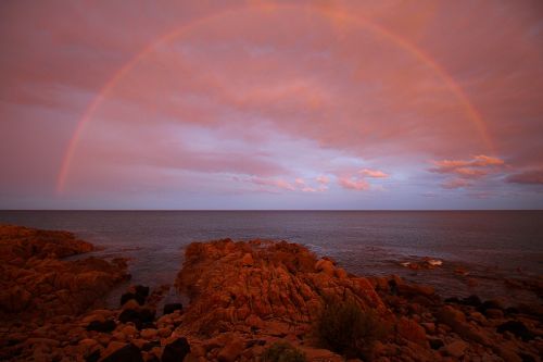 rainbow abendstimmung red sky