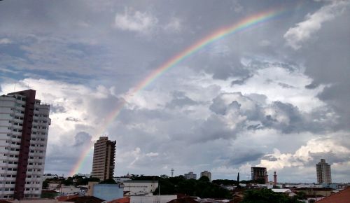 rainbow landscape buildings