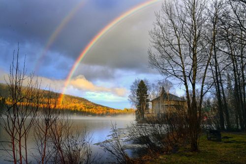 rainbow landscape lake