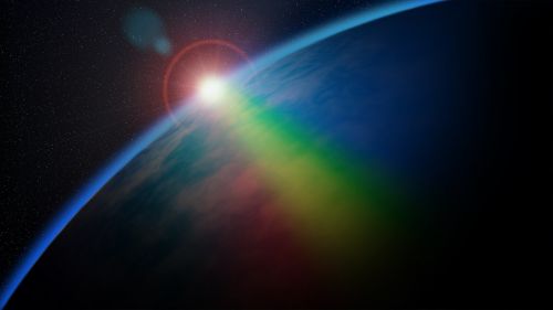 rainbow space planet