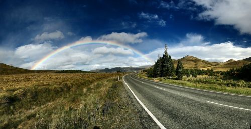 rainbow background roadway beautiful landscape