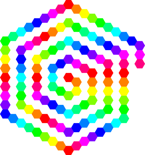 rainbow colors hexagon shape
