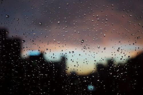 raindrops sunset window