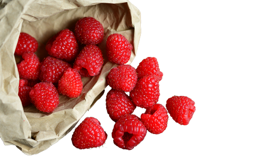 raspberries in the bag  isolated  fruit