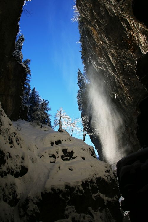 ravine alps blue sky