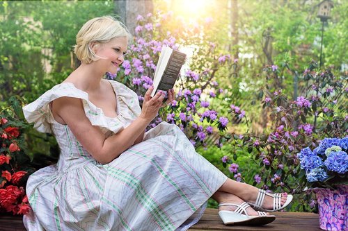 reading  woman  garden