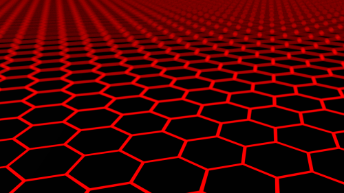 red hexagons background