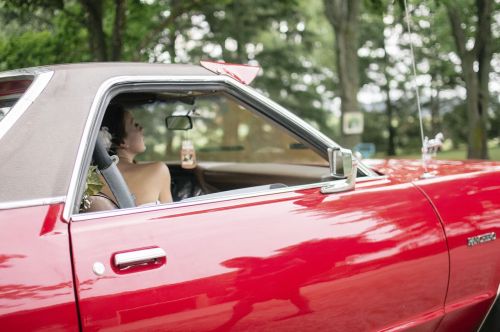 red vintage car