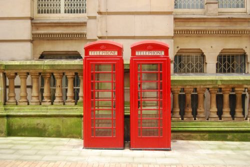 red telephone booth city
