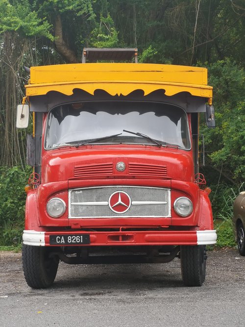 red  yellow  lorry