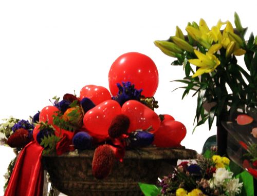 Red Balloons And Flowers