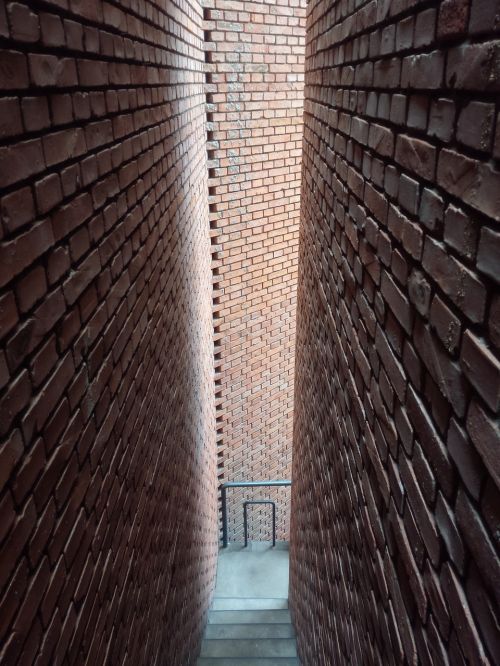 red brick art museum stairs wall