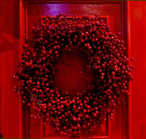 Red Door Red Wreath