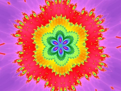 Red Fractal Kaleidoscope - Flower
