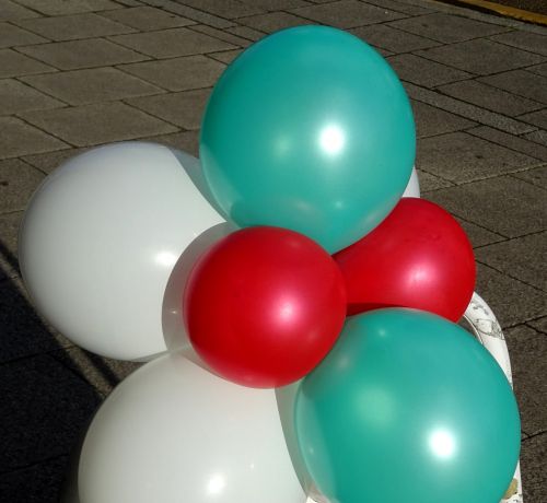 Red Green White Balloons