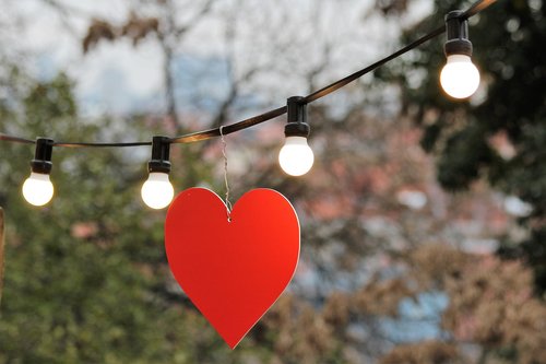red heart  decorative  light