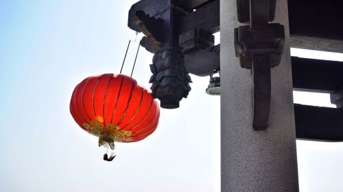 red lantern bridge ancient architecture