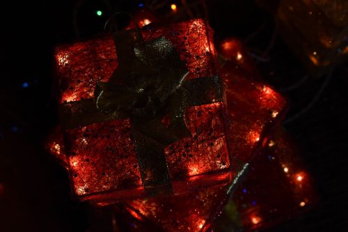 Red Lit Package Ornament