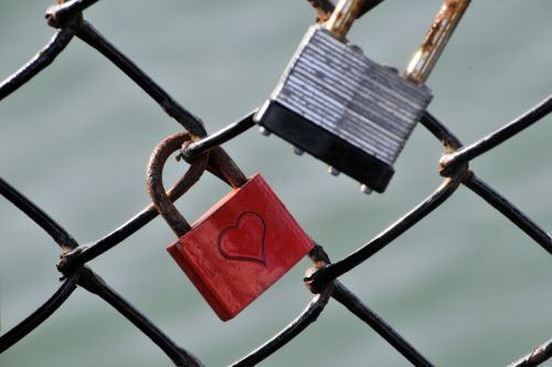 Red Padlock With Engraved Heart