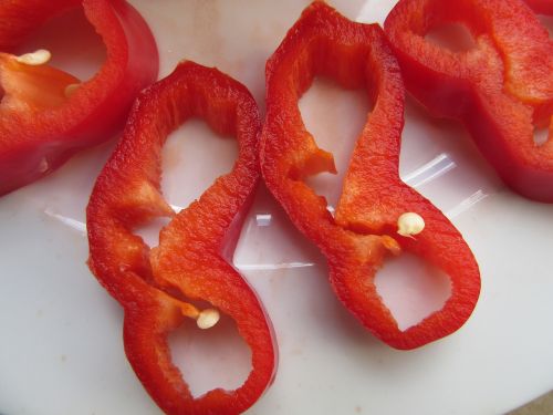 red pepper discs cut