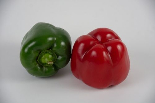 red peppers green peppers market