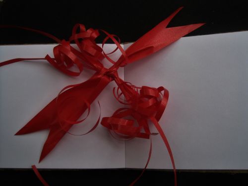 Red Ribbon On White Note Book