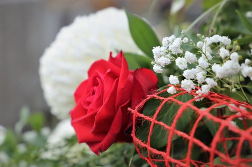 red rose  white chrysanthemum  chaplet