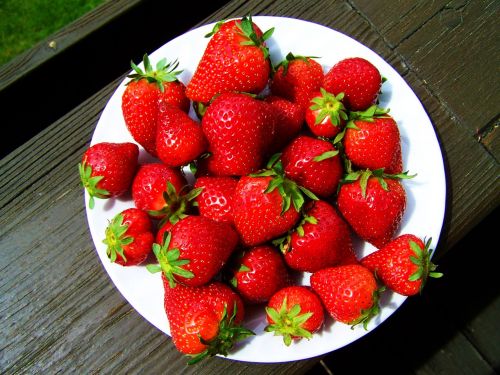 red strawberries fruit food