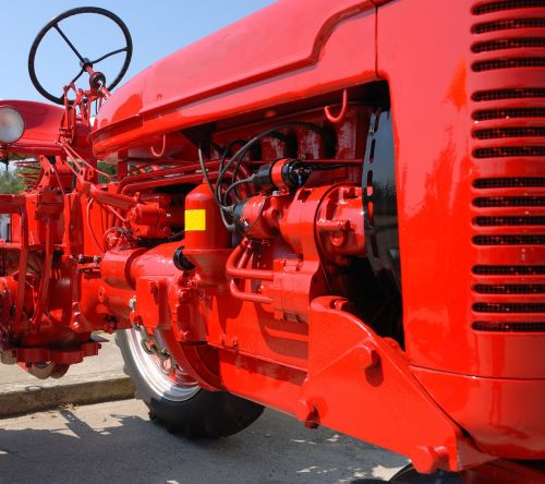 red tractor engine retro