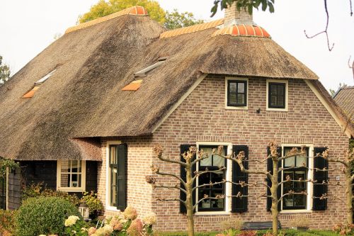 reed roof east frisia stone built house