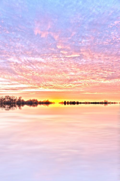 reflection water sunset