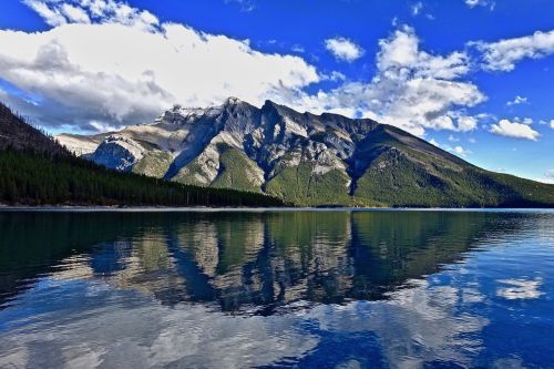 reflection mountains lake