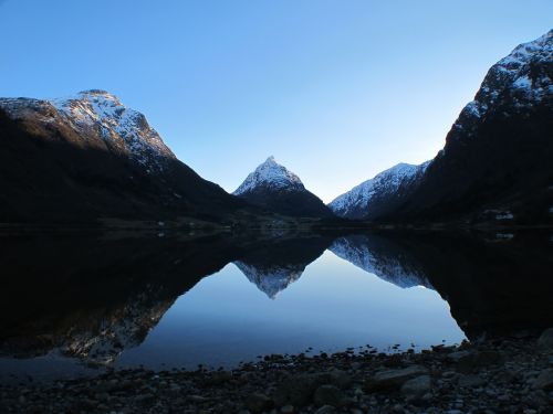 reflection mountains landscape