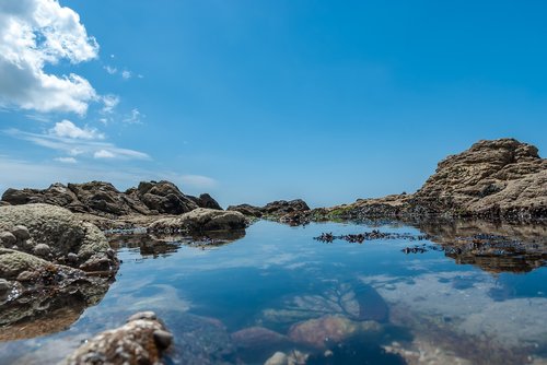 reflection  rock  sea