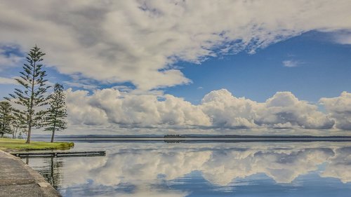 reflection  lake  clouds