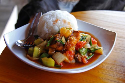 rice fried fish sweet and sour fish