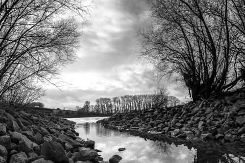 river rhine black and white